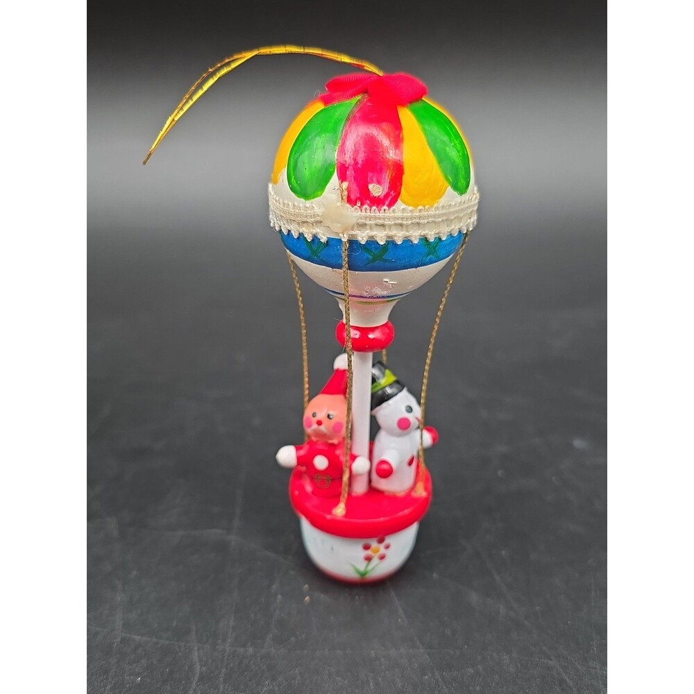 Vintage Wooden Christmas Holiday Ornament Santa Snowman